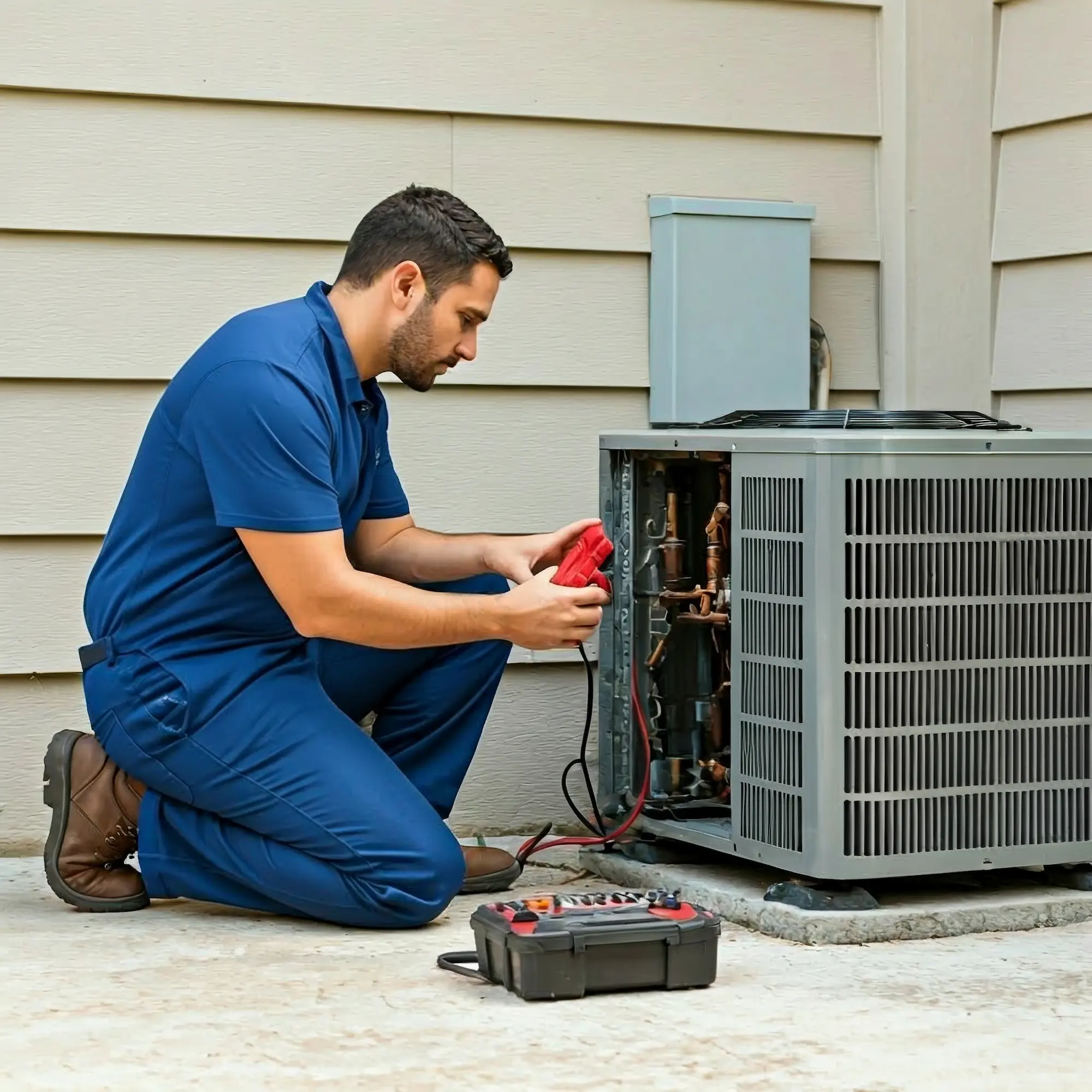 a man repair heat pump